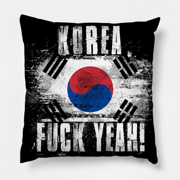 Korea Fuck Yeah! Wartorn Distressed Flag Pillow by Family Heritage Gifts