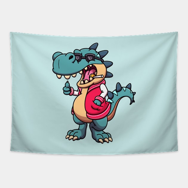 Popular Tyrannosaurus Rex In High School Tapestry by TheMaskedTooner