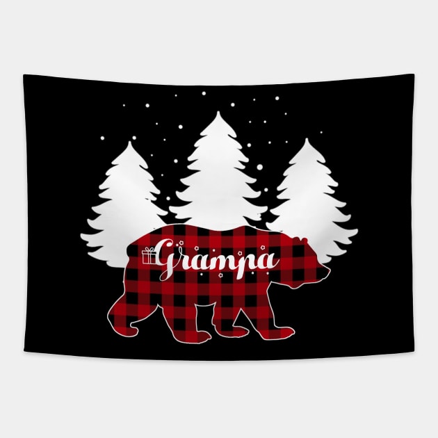 Buffalo Red Plaid Grampa Bear Matching Family Christmas Tapestry by Kagina