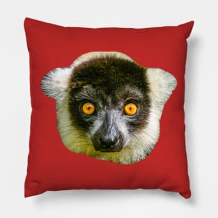 black and white Ruffed lemur looking at you Pillow