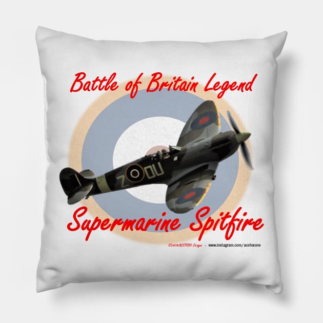 Battle of Britain Spitfire with cockpit on back Pillow by acefox1