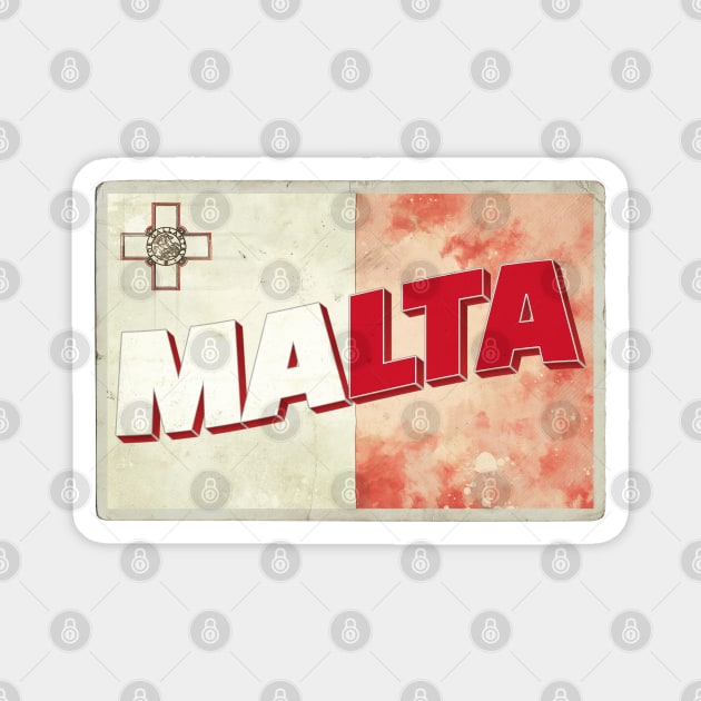 Malta Vintage style retro souvenir Magnet by DesignerPropo