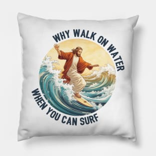 Surfing Jesus Pillow