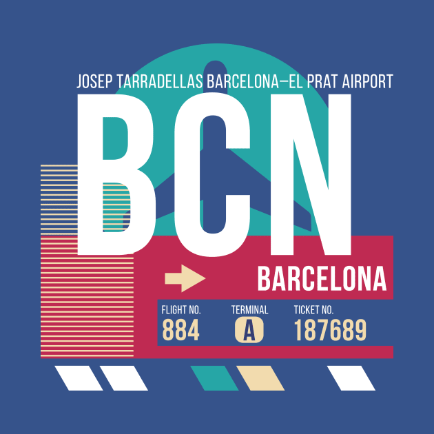 Barcelona (BCN) Airport Code Baggage Tag by SLAG_Creative