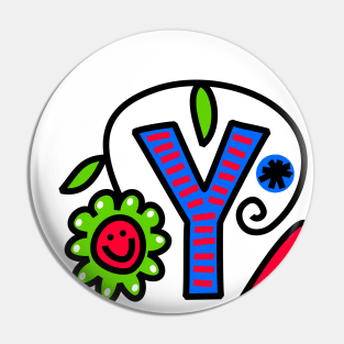 Letter Y abc monogram hand drawn colorful alphabet Pin