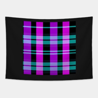 Vaporwave Aesthetic Evander 2 Hand Drawn Textured Plaid Pattern Tapestry