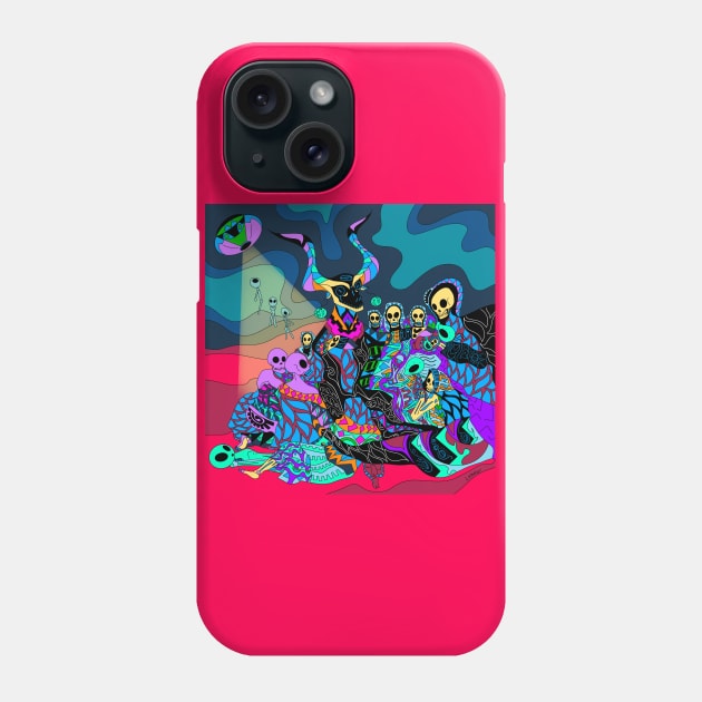 goya's dream with witches the mexican remix in floral pattern Phone Case by jorge_lebeau