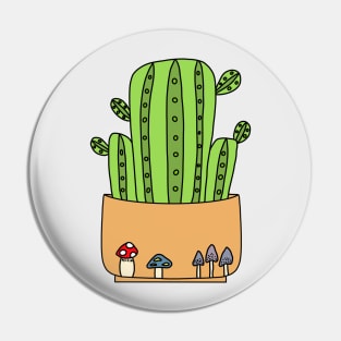 Cute Cactus Design #84: Mush-Room For Cacti Pin