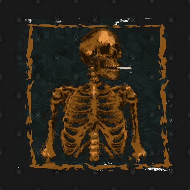 Skull of a Skeleton Burning Cigarette Vincent Van Gogh Art by Blink_Imprints10