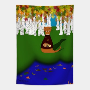 Oliver The Otter at River Wolf Lake in Autumn Tapestry