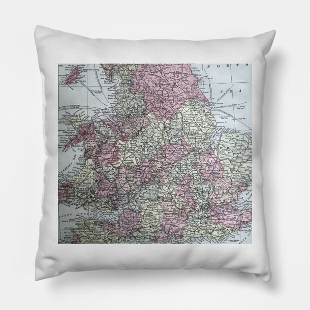 England, vintage map Pillow by djrunnels