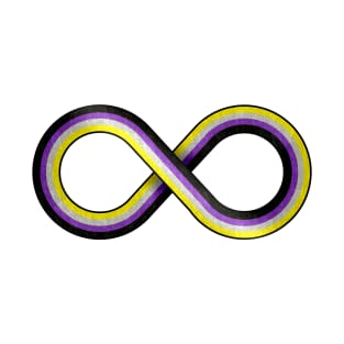 Large Infinity Symbol Striped with Non-Binary Pride Flag T-Shirt