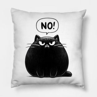 Black Cute Cat Says No Pillow