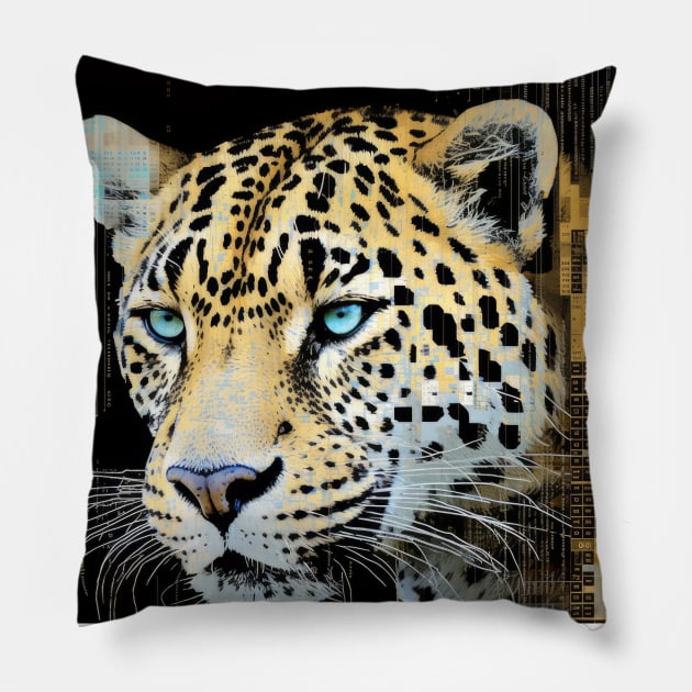 Leopard Animal Art Decor Paint Mosaic Pillow by Cubebox