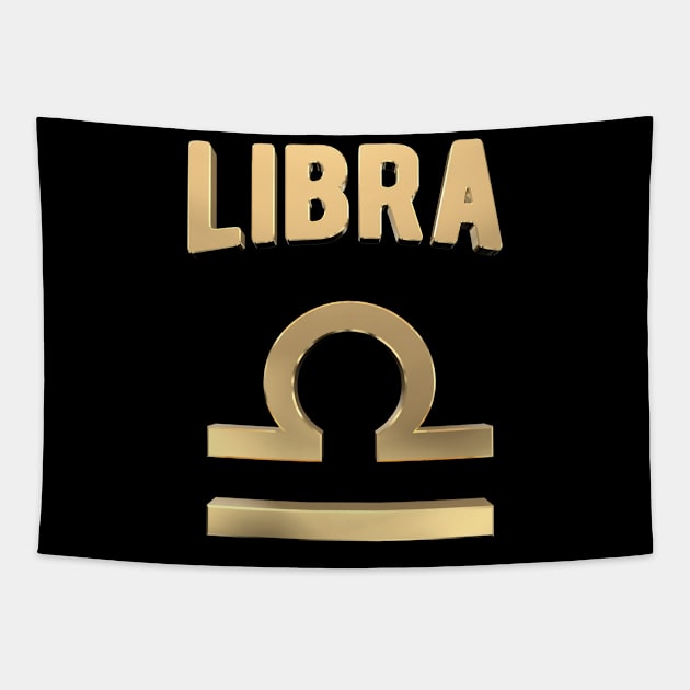 Gold Zodiac Sign Libra Born in October Gift Tapestry by HappyGiftArt