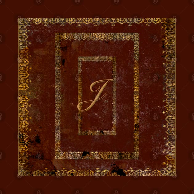 Distressed Leather Book Cover Design Initial J by JoolyA