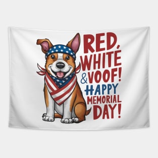 Red White and voof Happy Memorial day | Dog lover gifts Tapestry