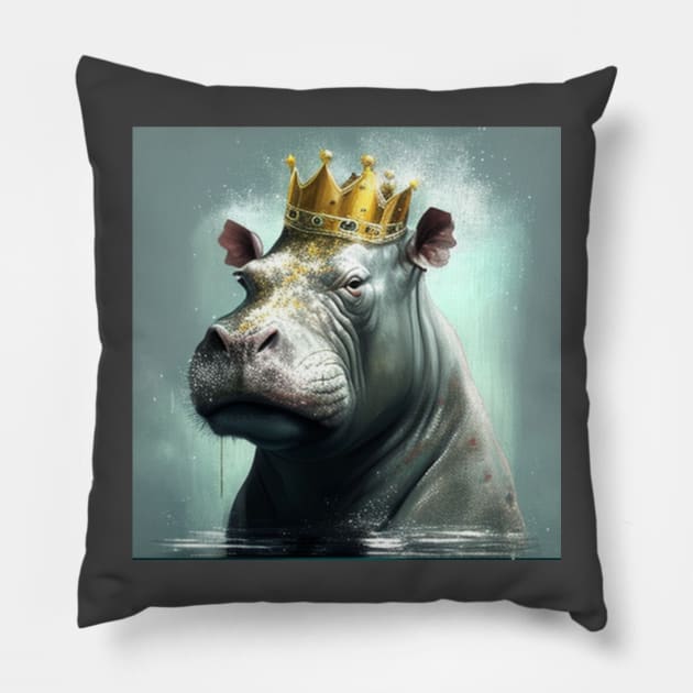 The Hippo King Pillow by HIghlandkings