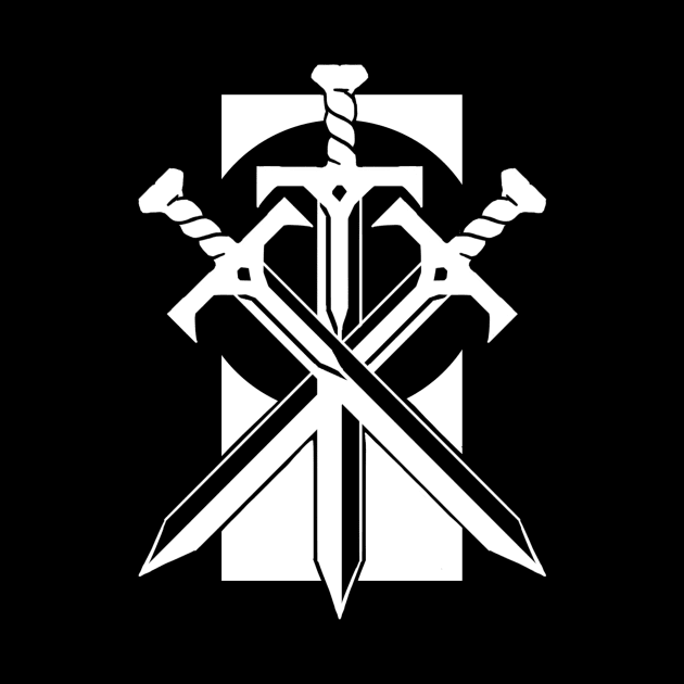 Crossed Swords - Original Logo Banner Sigil - Light Design for Dark Backgrounds by Indi Martin