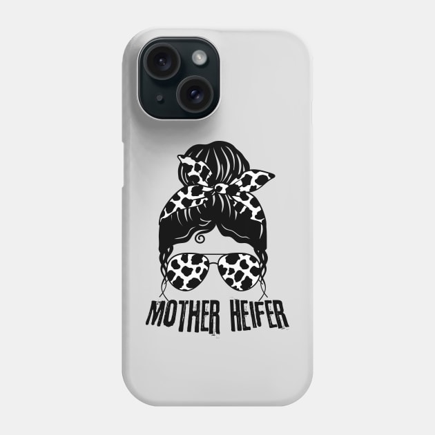 Mother Heifer Cow Mom Life Messy Bun Phone Case by Teewyld