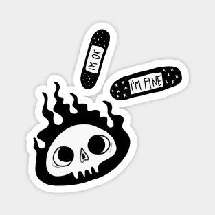 I'm ok I'm fine sarcastic skull harajuku Magnet