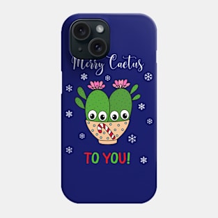 Merry Cactus To You - Cacti Couple In Christmas Candy Cane Bowl Phone Case