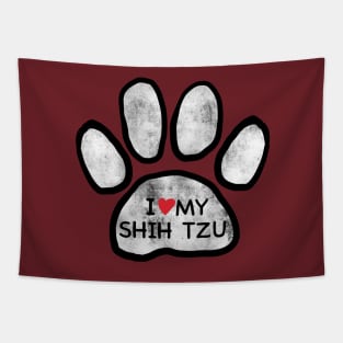 I Love My Shih Tzu Paw rugged look Tapestry