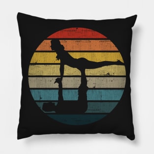 Acroyoga Silhouette On A Distressed Retro Sunset design Pillow