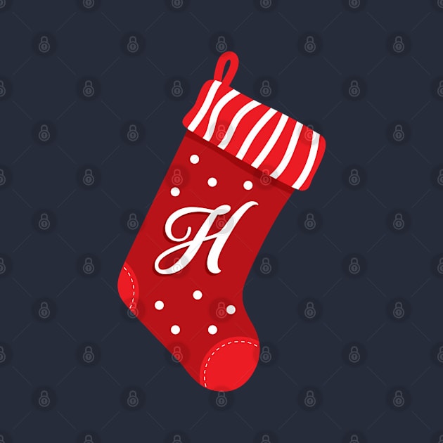 Christmas Stocking with Letter H by VicEllisArt