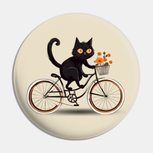 Floral Feline Pedals: The Adventures of the Cat Cyclist Pin