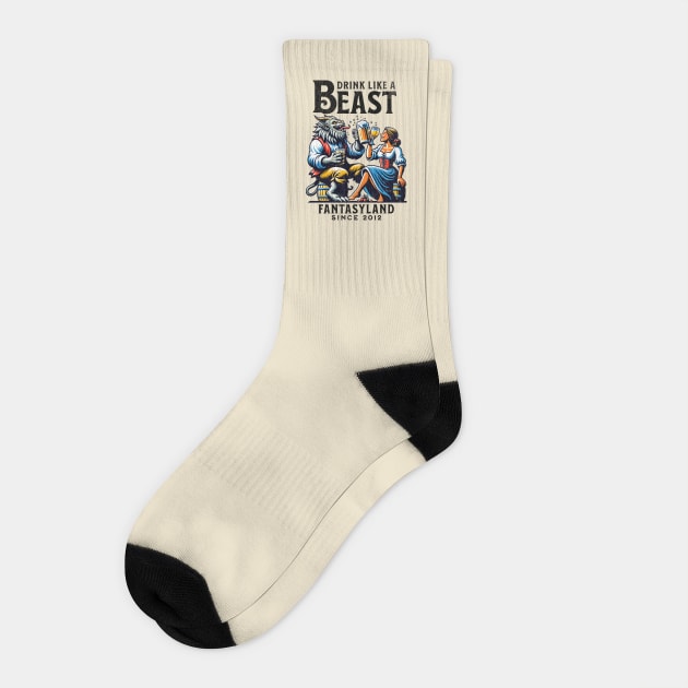 Drink Like a Beast Fantasyland Orlando Theme Park Florida Socks by Joaddo