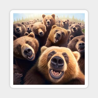 Bear Grizzly Wild Nature Funny Happy Humor Photo Selfie Magnet