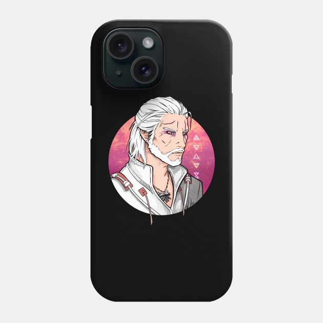 Witcher Geralt - Fiery Lilac Moon Phone Case by Lix