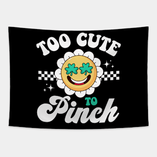 Too Cute To Pinch St Patrick Day Retro Clover Shamrock Boy Tapestry