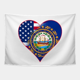 New Hampshire and American Flag Fusion Design Tapestry