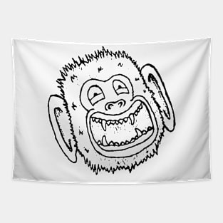 Monkeying Around Black Outline Tapestry