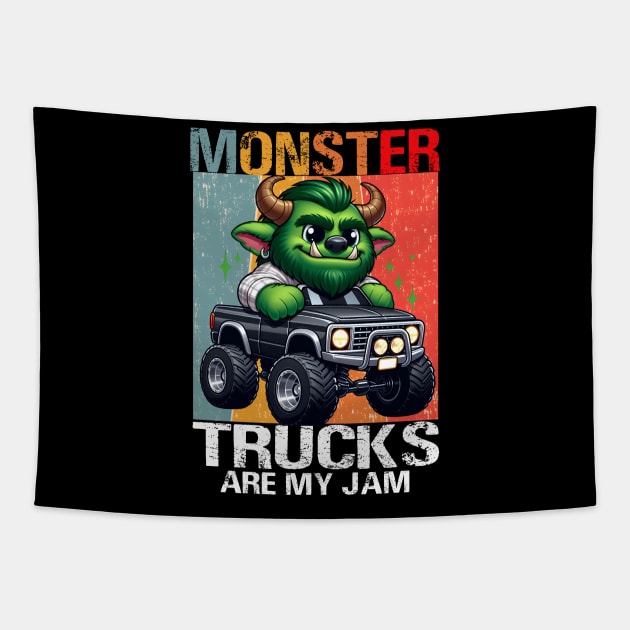 Monster Trucks Are My Jam Tapestry by Teddy Club