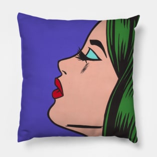 Green Hair Comic Girl Pillow