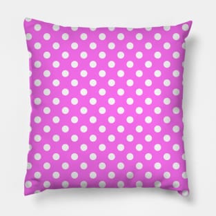 White Polka Dots Pattern on Pink Background Pillow