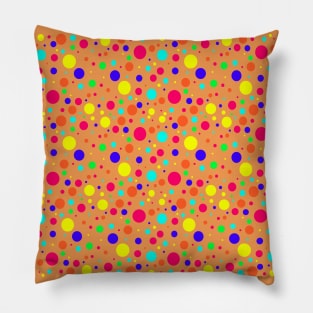 Disco Polka Dot on Tangerine Pillow