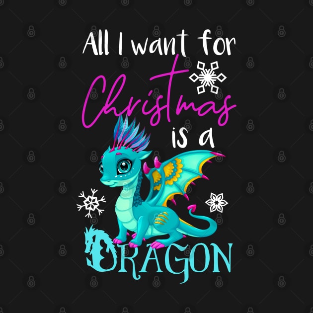 Cute Anime Christmas Dragon TShirt - All I Want For Christmas is a Dragon by AmbersDesignsCo