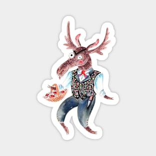 Norwegian moose and mushrooms Magnet