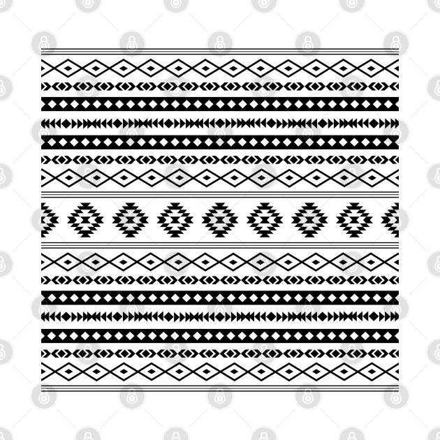 Aztec Black on White Mixed Motifs Pattern by NataliePaskell