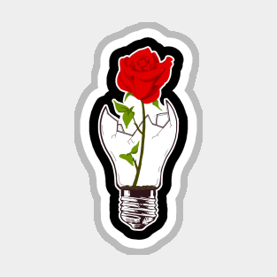 rose on broken lightbulb Magnet