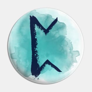 Rune Perth On Shiny Blue Watercolor (Runes and Watercolors) Pin