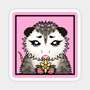 Cute opossum with daffodil Magnet