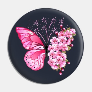 pink butterfly and flowers Pin