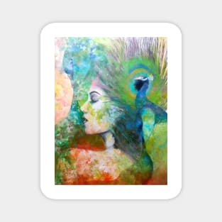 Woman with Peacocks Magnet