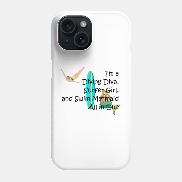 Diving Diva Phone Case by teepossible