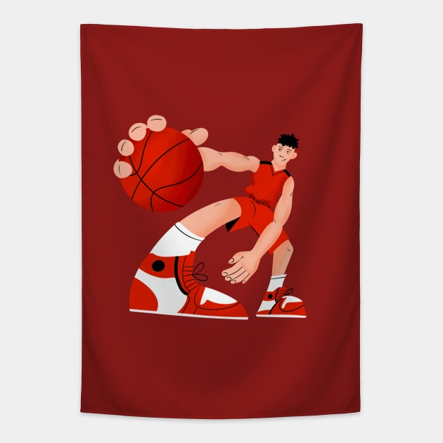 Basketball cool punk vintage sport art Tapestry by eternalshadeart